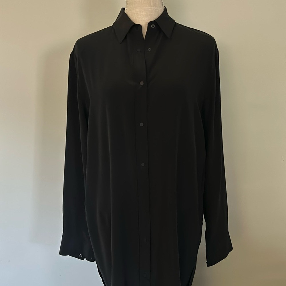 NWT L.A.M.B Gwen Stefani, black silk snap front dress or jacket